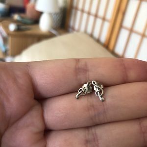 925 sterling silver treble clef music earrings